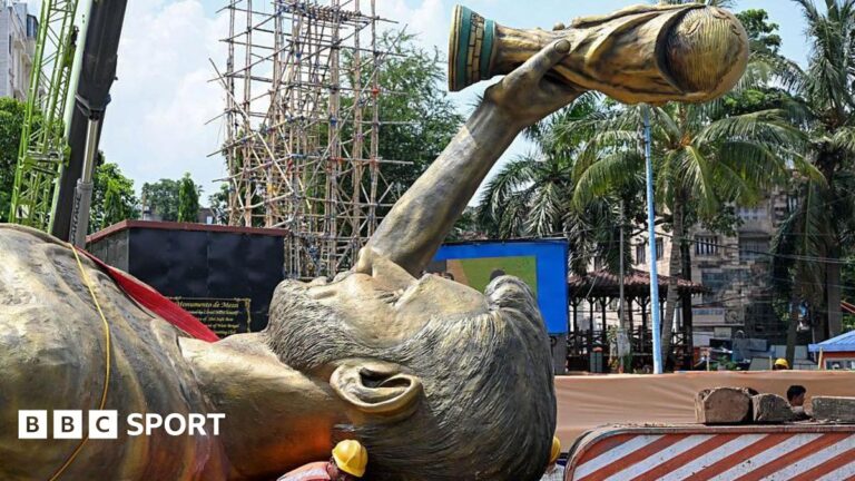 India’s ‘unsafe’ 70ft Messi statue taken down